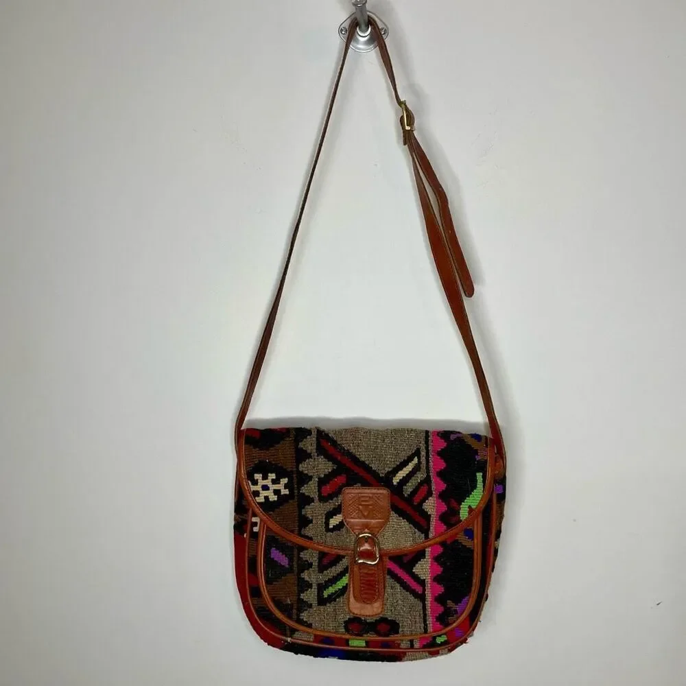 EM MAY Turkish‎ Kilim Wool Handbag Crossbody Messenger Bag Purse Unique Suede